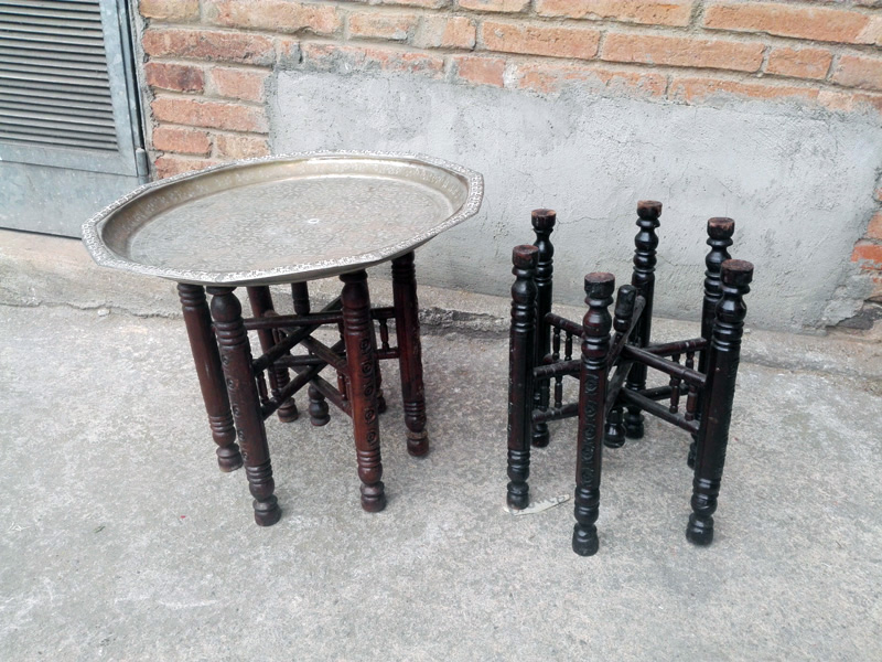 patas plegables mesa arabe marruecos madera alt 42.3 o35.7 2u